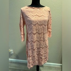 baby pink colored lace dress